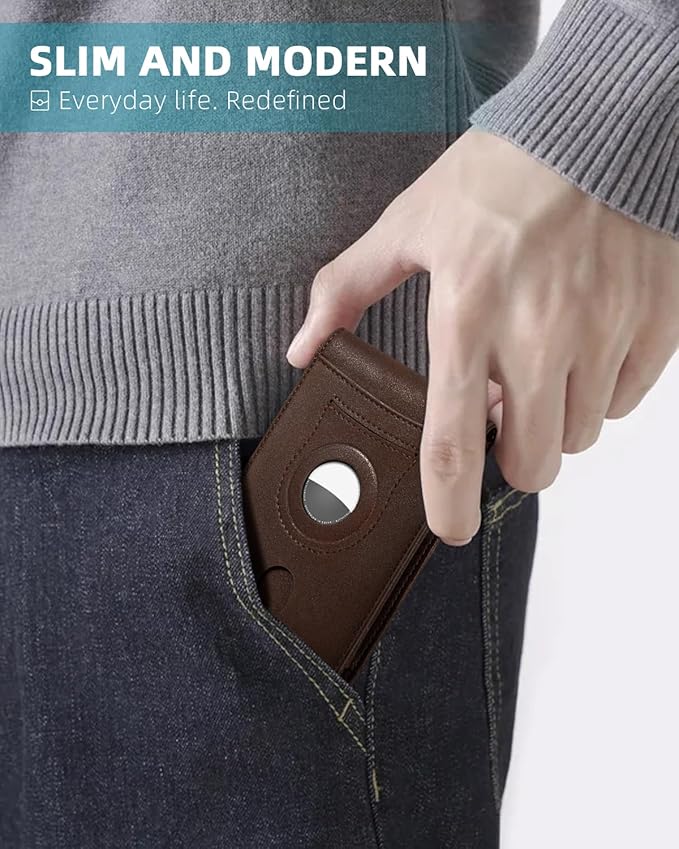 Zitahli Men's Wallets Airtag Holder Slim Rfid Leather with Gift Box