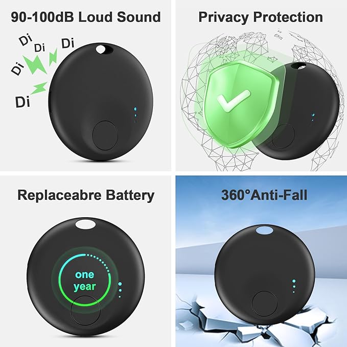 Tracker Tag for Android or iOS, Tracker Tags-4 Pack Smart Tag, Dual System Both iOS and Android Tracker Tags, Apple Find My or Google Find Hub App, Keys Finder Item Locator for Wallets, Suitcases