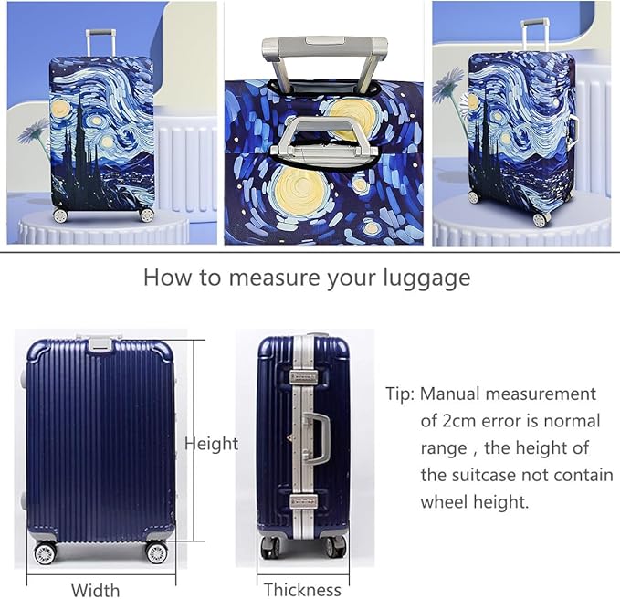 fancyfree Luggage Cover Washable Suitcase Protector Anti-scratch Suitcase cover (Blue Starry Sky, M(22"-24" luggage))