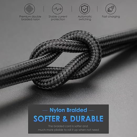iPhone Charger 10FT Long Cable 3Pack [Apple MFi Certified] USB-A to Lightning Cable Nylon Braided Fast Charging Cord Compatible with iPhone 14/13/12/11 Pro Max/XR/XS/X/8/7/Plus/6S iPad/iPod/AirPods