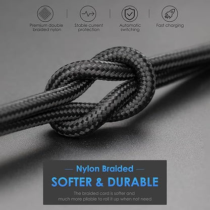 iPhone Charger 10FT Long Cable 3Pack [Apple MFi Certified] USB-A to Lightning Cable Nylon Braided Fast Charging Cord Compatible with iPhone 14/13/12/11 Pro Max/XR/XS/X/8/7/Plus/6S iPad/iPod/AirPods