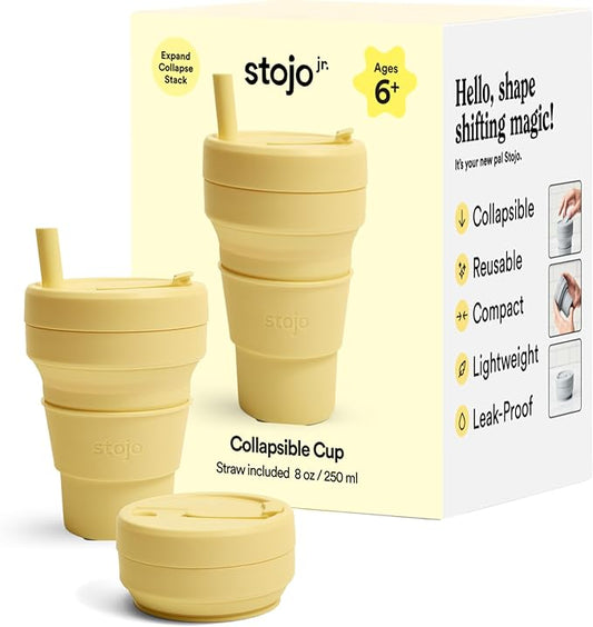 STOJO Collapsible Travel Cup - Reusable To-Go Pocket Size Silicone Bottle for Hot and Cold Drinks - Perfect for Camping - Microwave & Dishwasher Safe (Mimosa, 8 Ounce (Pack of 1))