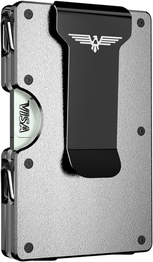 Minimalist Wallet for Men, Metal Wallet with Money Clip, Slim Compact Wallet, RFID Blocking Card Holder, Metal Aluminum Credit Card Holder, Holds up to 20 Cards