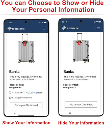 Smart Luggage Tags (4-Pack) - QR Code Shows Scanner’s Location on Scan, Privacy-Controlled Contact Info, Lost Item Alerts, Waterproof Aluminum for Travel Bags & Backpacks