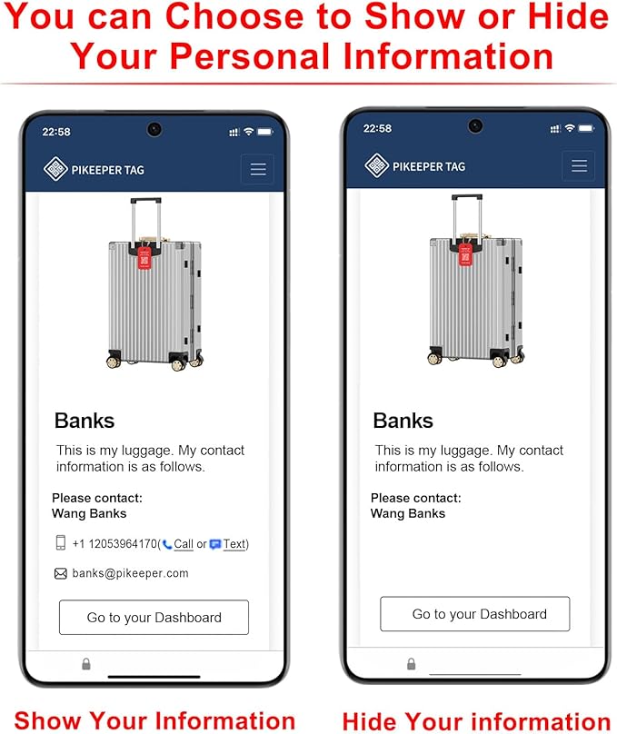 Engraved Aluminum Luggage Tag, American Flag Suitcase ID Tag with Smart QR Code for Lost & Found, Shows Scanner’s Location When Scanned, Privacy-Protected Travel Bag Tag (2 Pack)