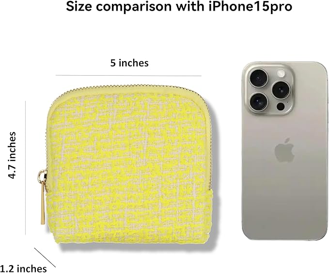 Small Travel Jewelry Case, Soft Tweed Organizer Pouch for Bangle, Bracelets, large Earrings, Beaded necklace, Anti-Scratch & Portable Jewelry Bag Holder for Travel & Everyday Use (Lemon Yellow)