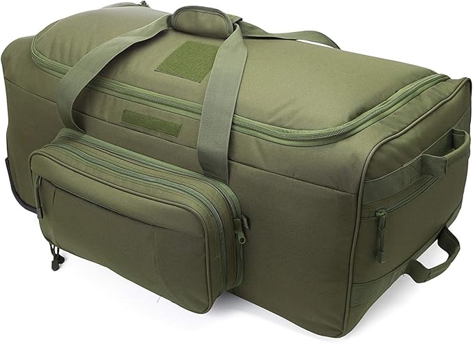 Heavy-Duty X-Large Military Tactical Wheeled Rolling Duffel Trolley Bag For Deployment Traveling Camping Sporting