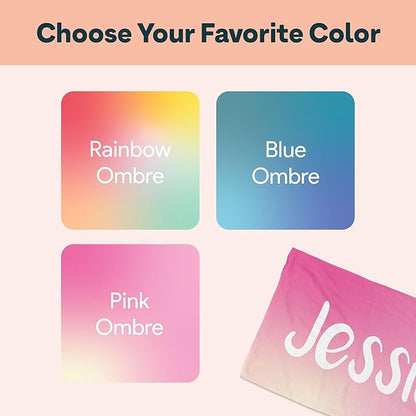 Winslow & Brody Ships Next Day - Personalized Beach Towel for Kids & Adults - Printed in USA - Custom Towels with Picture and Text - Quick Dry Pool Towels - Cotton/Poly Blend - 30" x 60" - Ombre