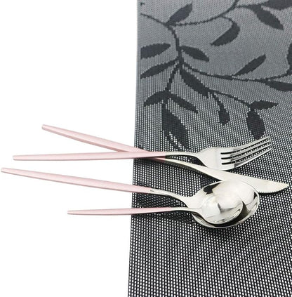 Pink Silver Silverware Set, JASHII 30-Piece Stainless Steel Satin Finish Flatware Set, Kitchen Utensil Set, Mirror Polished Tableware Cutlery Set for Home and Restaurant, Dishwasher Safe