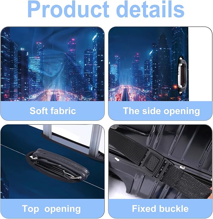 Luggage Cover Washable Suitcase Protector Anti-scratch Suitcase cover Fits 20-34 Inch Luggage (City Night, L(28-30inch suitcase))