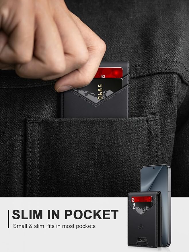 Wallet for Men Slim Leather Wallets for 13-17 Cards, RFID Blocking Thin Card Holder Wallet with ID Window & Large Capacity Cash Slot, Minimalist Bifold Small Wallet for Front Pocket, Gift for Men