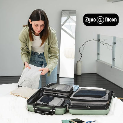 6-Piece Travel Packing Cubes Set - Lightweight Compression Bags with Durable Zippers & Mesh Panels - Space-Saving Travel Organizers for Suitcase, Backpack, Carry-On & More - Grey