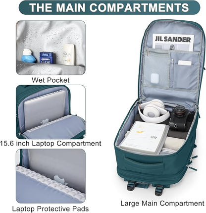 Casual Backpack Traveling Backpack, A-peacock Blue, Expandable, Travel Backpacks