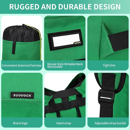 Extra-Large Heavy Duty Laundry Bag Backpack - Drawstring Closure (Grass Green)