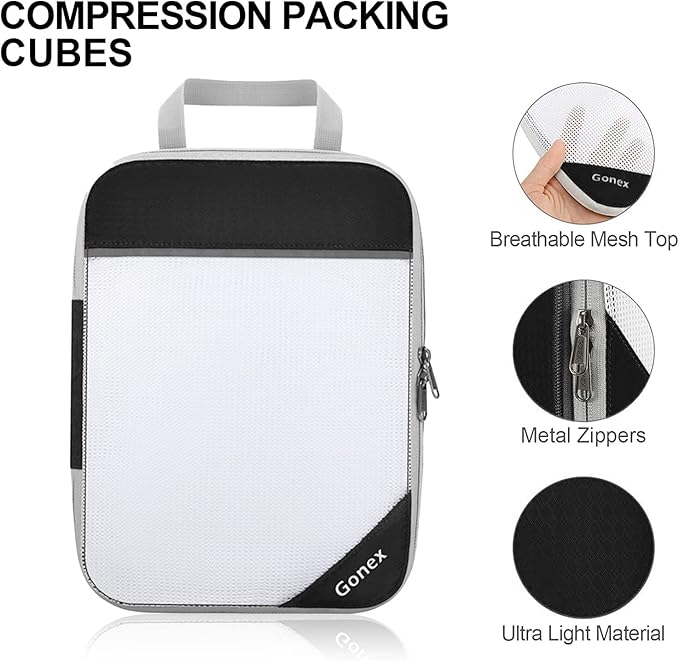 Compression Packing Cubes, Gonex Extensible Storage Mesh Bags Organizers