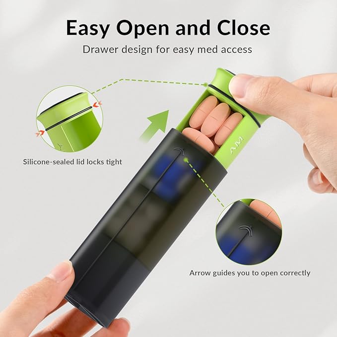 Weekly Pill Organizer 3X a Day, Detachable Pill Box 7 Day, Large 3 Times Daily Pill Case, Travel Pill Container Holder, Week Medication Dispenser Pillbox for Vitamin Supplement Medicine, Black