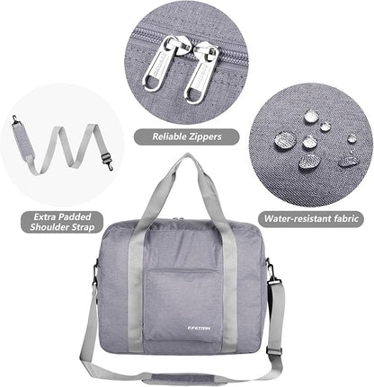 For Allegaint Airlines Personal Item Bag 17.7x12.6x6.3 Foldable Travel Duffel Bag Underseat Carry-on Luggage for Women and men 25L(Grey)