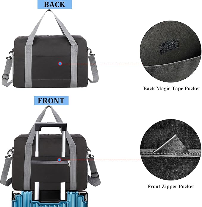 For Spirit Airlines Personal Item Bag 18x14x8 with Wet Pocket Foldable Travel Duffel Bag Underseat Carry on for Men & Women