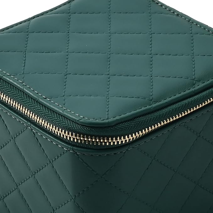 Travel Jewelry Box Organizer - Small Jewelry Case with 6 Small Velvet Zipped Pouches Pockets for Jewelry Necklaces Rings Earrings Storage(Teal)