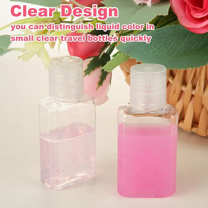 QTLCOHD 120 Pack 1 oz Plastic Refillable Bottles with Flip Cap, Small Hand Sanitizer Bottles, Travel Size Reusable Containers for Travel,Bussiness Trip,Outdoor Camping