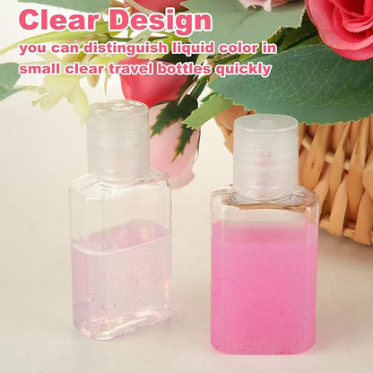 QTLCOHD 120 Pack 1 oz Plastic Refillable Bottles with Flip Cap, Small Hand Sanitizer Bottles, Travel Size Reusable Containers for Travel,Bussiness Trip,Outdoor Camping