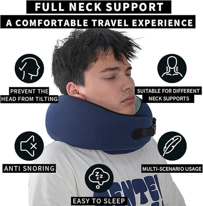 Neck Pillow Airplane –2025 Updated, 100% Memory Foam Travel Pillow for Sleeping, 360° Ergonomic Neck Support, Pain Relief for Long Flights, Portable Travel Accessory for Plane & Car (Navy Blue)