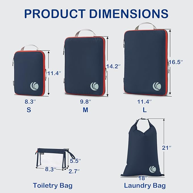 Cipway Compression Packing Cubes, Ultralight Luggage Organizer Bags with Laundry Bags and Clear Toiletries Bag,Travel Essentials for Carry on Suitcase (6 Piece,Blue)