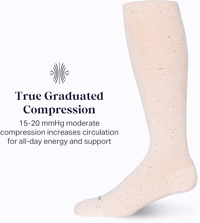 Comrad Recycled Cotton Knee High Socks - 15-20mmHg Graduated Compression Socks - Soft & Breathable Support Socks, Unisex