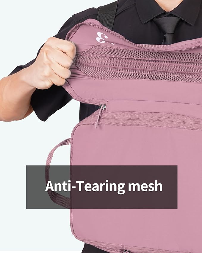 ECOHUB 5 Set Compression Packing Cubes for Suitcases Organiser Bags Set Travel Essentials with Shoe Bag for Traveling Tear-resistant Travel Accessories with ID Tag Expandable Packing Bags(Pink)