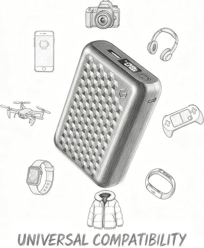 18400mAh Heated Jacket Battery Pack, 12V/5V Power Bank for Heating Coat & Vest