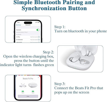 Jinstyles Wireless Charging Case Compatible for Beats Fit Pro, Portable Charger Case Replacement with Bluetooth Pairing Sync Button, 700mAh Built-in Battery (Not Included Earbuds) (White)