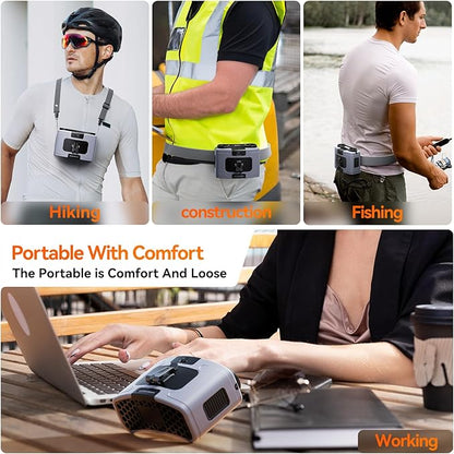 10000mAh Personal Waist Fan, USB Rechargeable Clip The Waist For Working,10 Speed & 40H Cooling and Heatstroke Prevention For Outdoor Travel Camping (K60-gray)