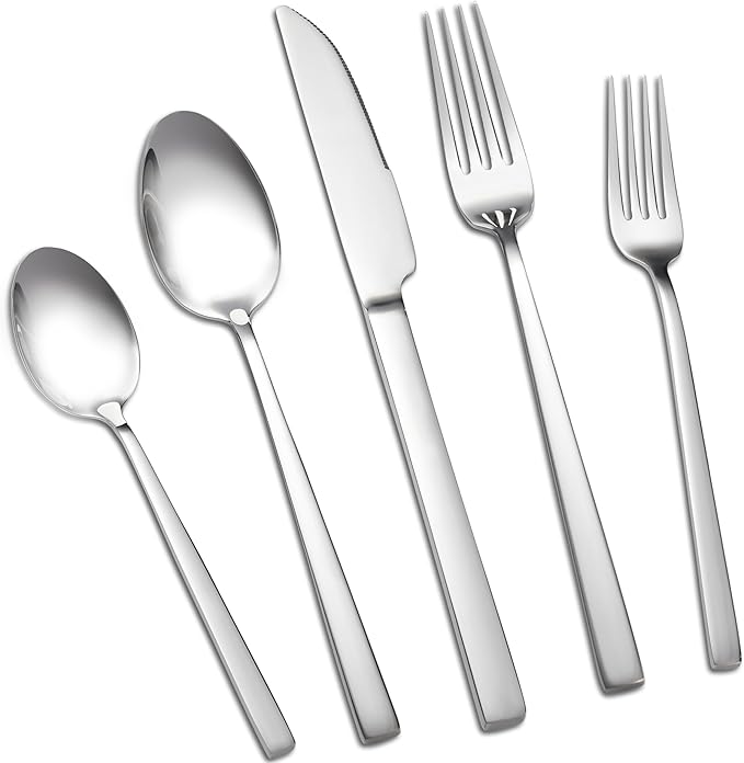Silverware Set, 40 Piece Flatware Cutlery Set for 8, Stainless Steel Silverware Mirror Polished Dishwasher Safe for Home, Restaurant, Wedding, Party