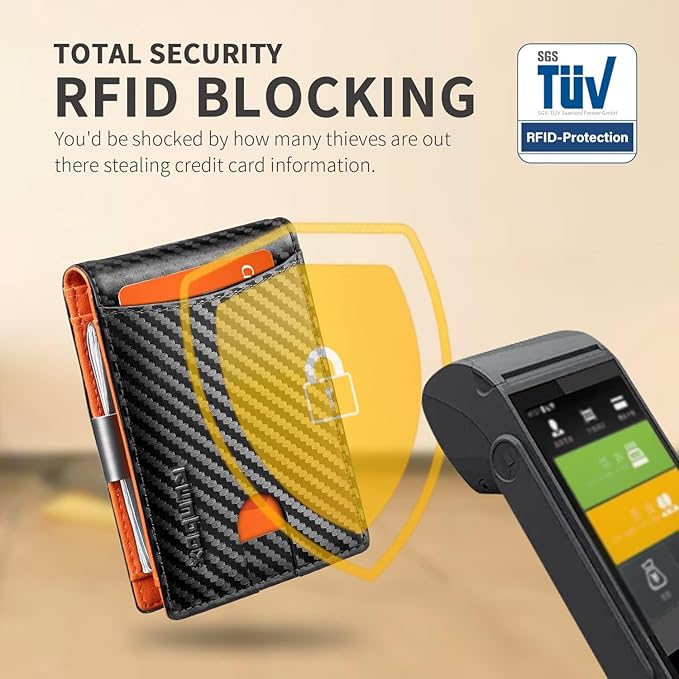 RUNBOX Money Clip Slim Wallets for Men RFID Blocking 11 Card Holder Minimalist Small Leather Bifold Men's Front Pocket Wallet Gift Box