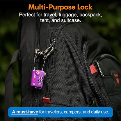 Forge TSA Approved Luggage Locks, Re-settable Combination with Alloy Body (Dark Purple 4 Locks)