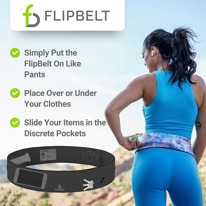 FlipBelt Classic Running Belt, Running Fanny Pack for Women and Men, USA Company