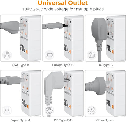 TESSAN Universal Travel Adapter 140W GaN, International Plug Adaptor with 1 USB A and 3 USB C Charging Ports, Worldwide Power Outlet for US to Europe UK AUS Ireland(Type C/G/A/I)