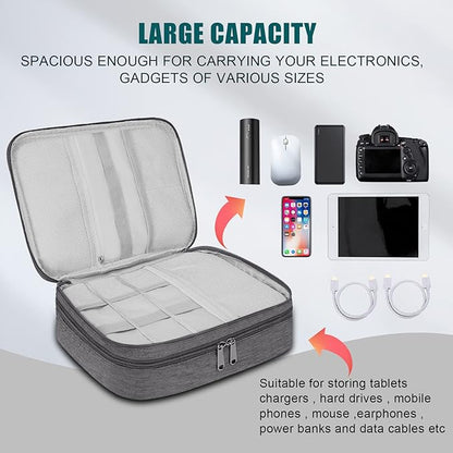 Electronic Organizer Travel Universal Cable Organizer Electronics Accessories Bag for Cable, Charger, Phone, USB, SD Card,1Pack