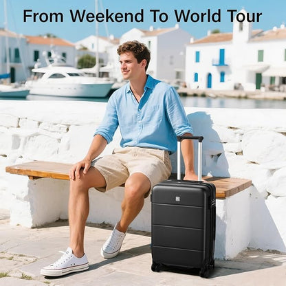 Hanke Expandable 26 Inch Luggage with Spinner Wheels, Hardside Large Suitcase, All-PC Hard Shell Travel Luggage, TSA Lock, Lightweight Durable Checked-Medium (Jet Black, 93L)