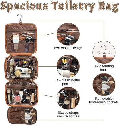 2025 Personalized Custom Christmas Gifts for Men, Large Hanging Toiletry Bag Leather Shaving Toiletries Bags for Him, Waterproof Travel Bag, Gift for Anniversary, Dad, Grandpa, Husband, Lover