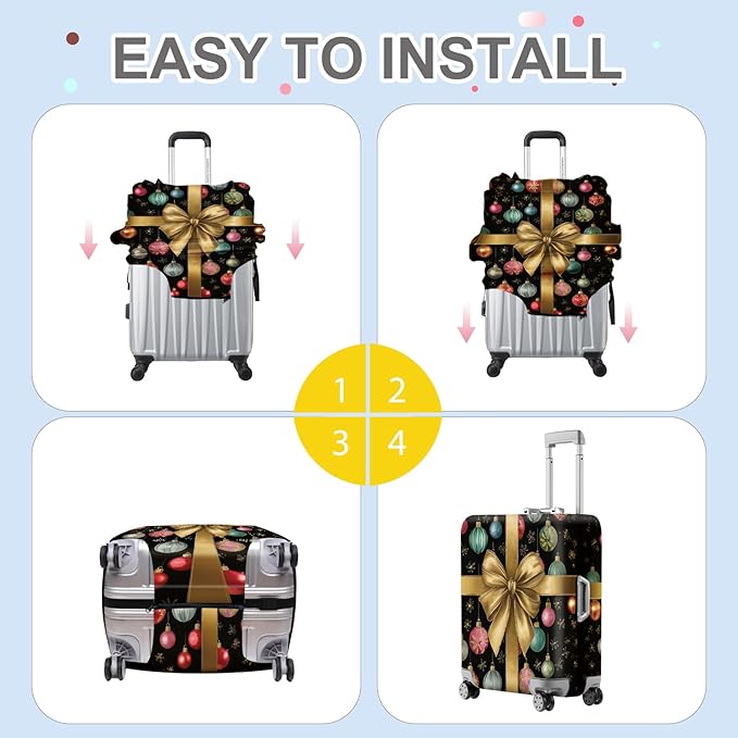 FOREVER QUEEN Four snowmen Luggage Cover Suitcase Protector Suitcase Cover Anti-Scratch,Stretchable Bag Cover Washable Durable Polyester