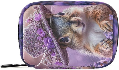 Pretty Lavender Squirrel Cute Pill Organizer Weekly Travel Pill Box 7 Day Large Capacity Pill Dispenser Case with 8 Pill Container Daily Pill Box Organizer Vitamin Holder Pill Bottle Organizer