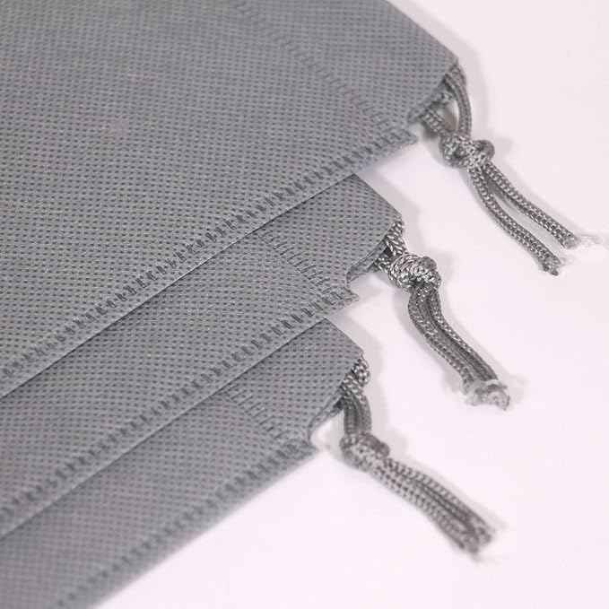 DIOMMELL 12PCS X-Large Non-Woven Fabric Shoe Bags with Drawstring, Black