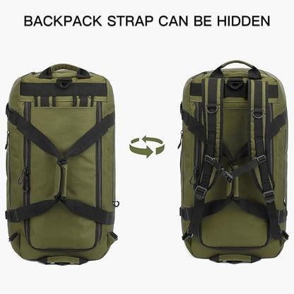 TUGUAN Extra Large Travel Duffle Bag Backpack for Men with Adjustable Dividers 120L Big Weekend Overnight Bag with ID Pocket Shoulder Strap Heavy Duty Sports Duffel Bags for Camping Gym, Green