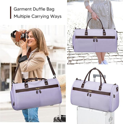 Carry On Garment Bags for Travel, Convertible Garment Duffle Bag for Men Women, 2 in 1 Suit Bag Travel Duffel Bag with Shoes Compartment & Detachable Shoulder Strap