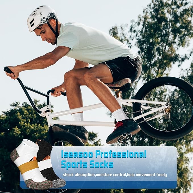 Iseasoo Copper Ankle Compression Socks - Low Cut Arch Support Socks for Men & Women, Running, Nurses, Plantar Fasciitis Socks