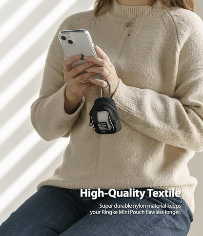 Ringke Mini Pouch Block, Small Bag for Universal Wireless Ear Buds, Durable Waterproof Keychain Backpack Accessories for AirPods Pro 3 & 2 & 1, AirPods 4 & 3 & 2 & 1 Case