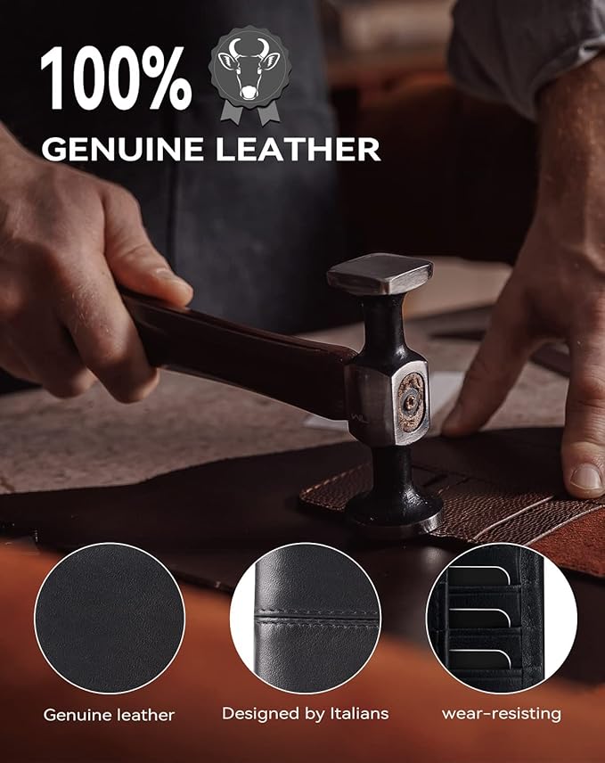 Swallowmall Leather Wallet for Mens Genuine Leather RFID Blocking Bifold Wallets with 1 ID Window 15 Card Slots