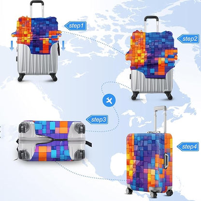 ANNA QUEEN Travel Luggage Cover Suitcase Protector Suitcase Cover Anti-Scratch,Stretchable Bag Cover Washable Durable Polyester