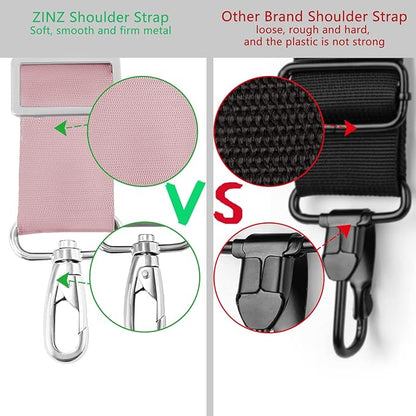 ZINZ 79 inch Shoulder Strap, Extra-thick Fixed Cushion Pad and Dual Clasps Universal Replacement Strap with Metal Swivel Hooks for Laptop Bags, Luggage Bags, Camera, Crossbody (200cm,Pink)